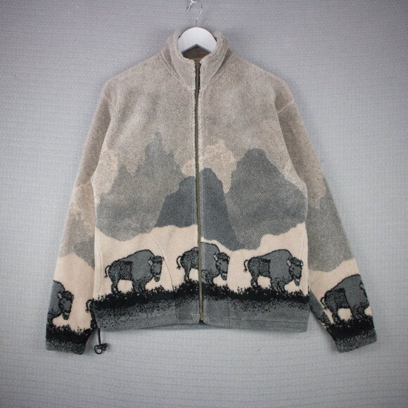 Outback Trading Company Buffalo All Over Fleece Jacket XS - Picture 1 of 6